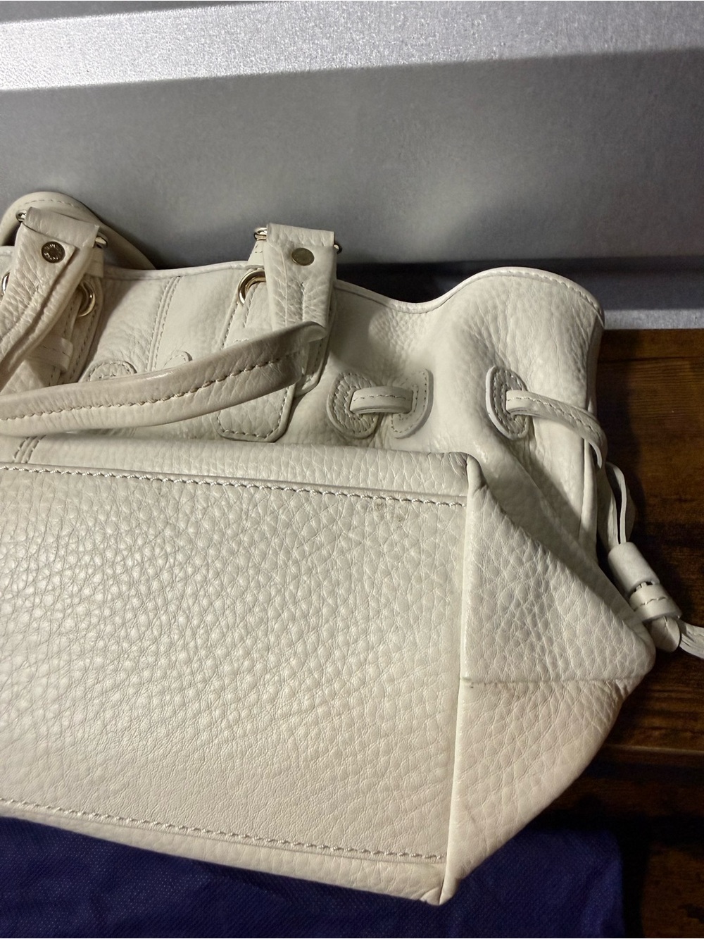 Dooney & Bourke CHIARA Hand Bag Purse White Pebble Grain Leather and Pink Great - Picture 5 of 10